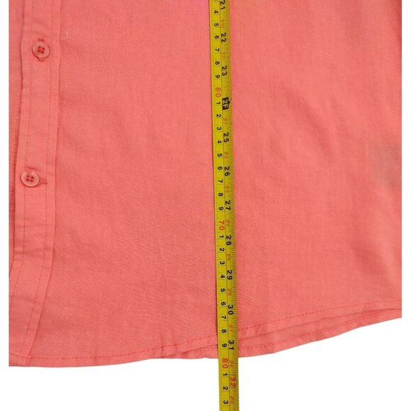 Lagascaron Mens XL Coral Linen Blend Short Sleeve Button-Up Shirt. - Picture 8 of 8